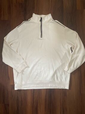 Cremieux classics half zip white ivory sweater supima cotton oversized cozy 2XL